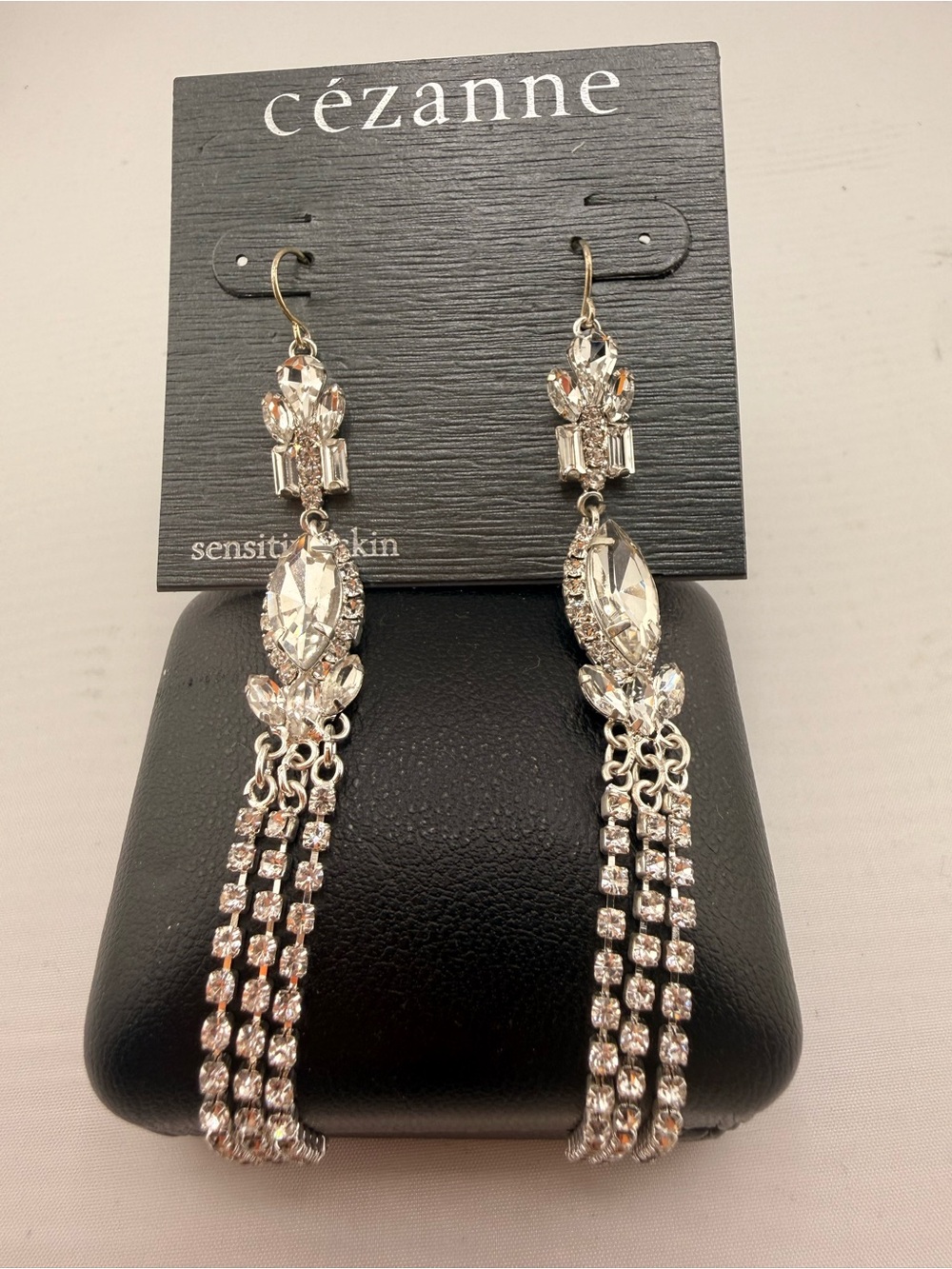 NWT Cezanne Silver Crystal Dangle Earrings